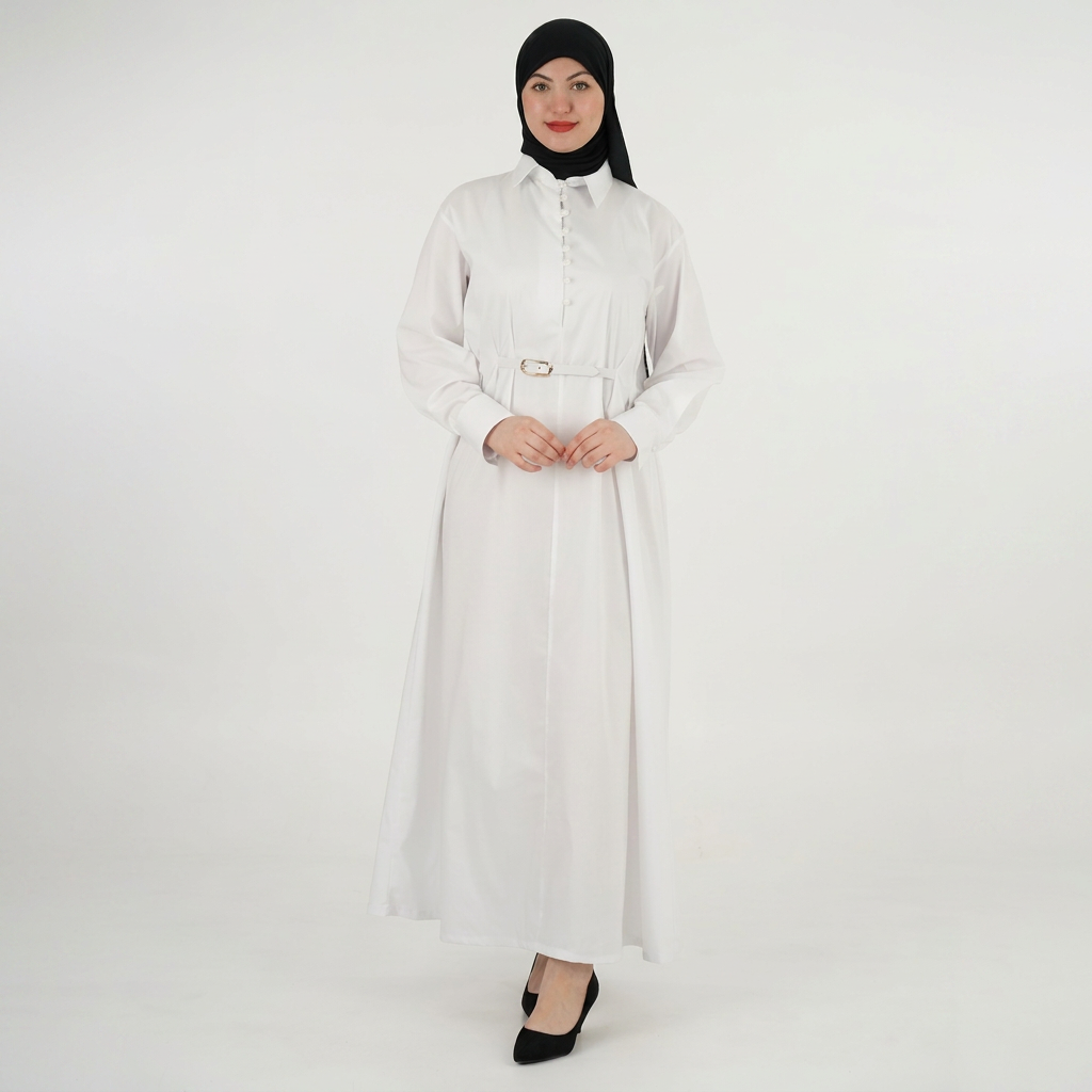 Robe Leila — Boutons Assortis & Ceinture Dorée
