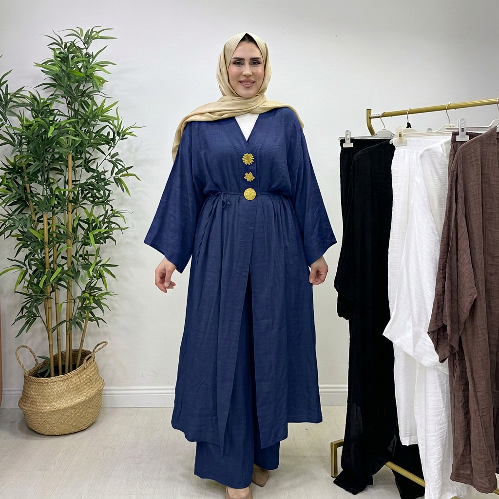 Ensemble Nawal — Kimono Boutons Dorés
