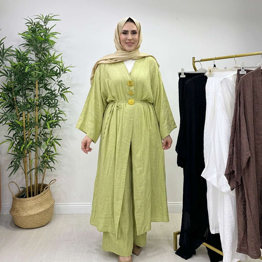 Ensemble Nawal — Kimono Boutons Dorés