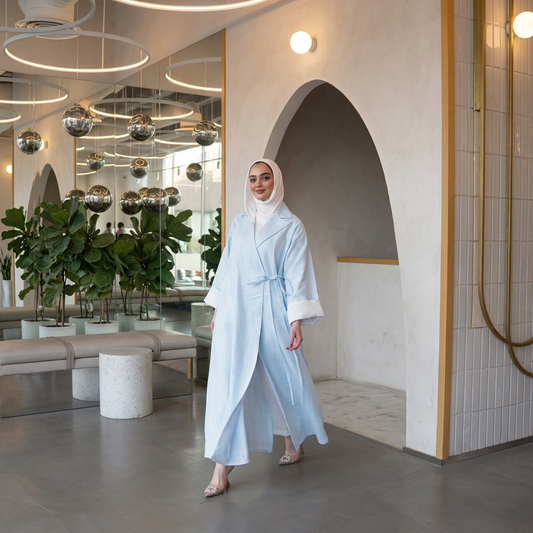 Abaya Lina — Lin Ouvert & Ceinture Nouée