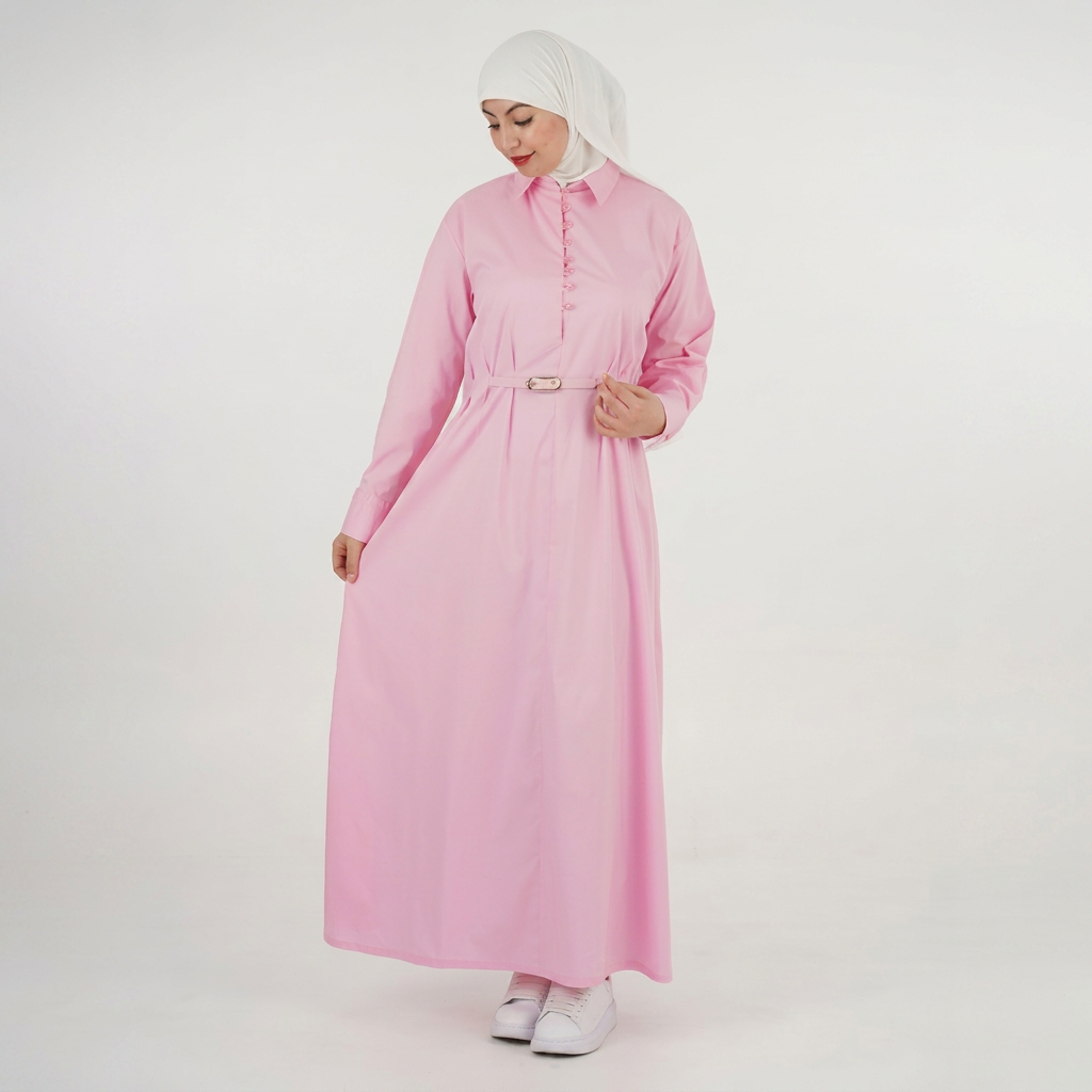 Robe Leila — Boutons Assortis & Ceinture Dorée
