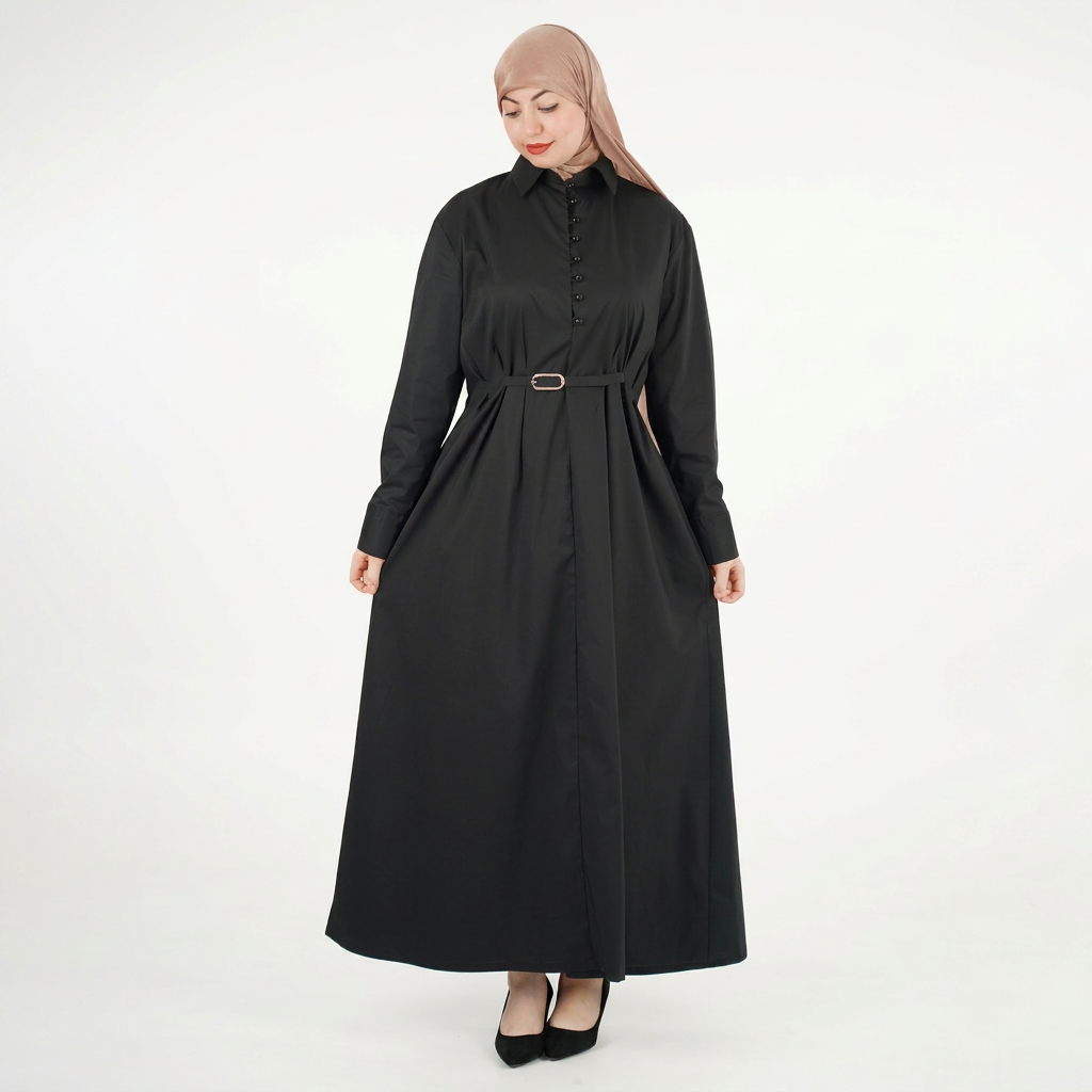 Robe Leila — Boutons Assortis & Ceinture Dorée