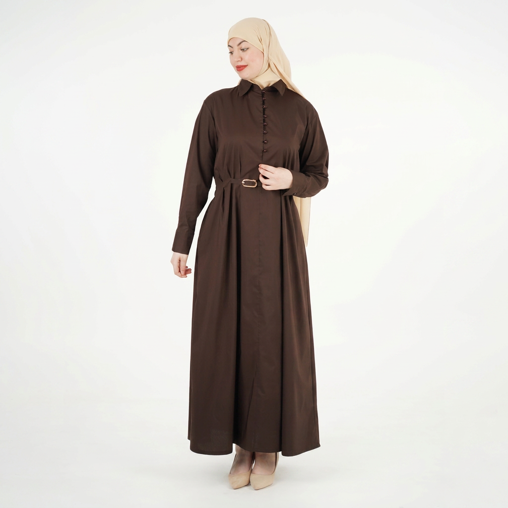 Robe Leila — Boutons Assortis & Ceinture Dorée