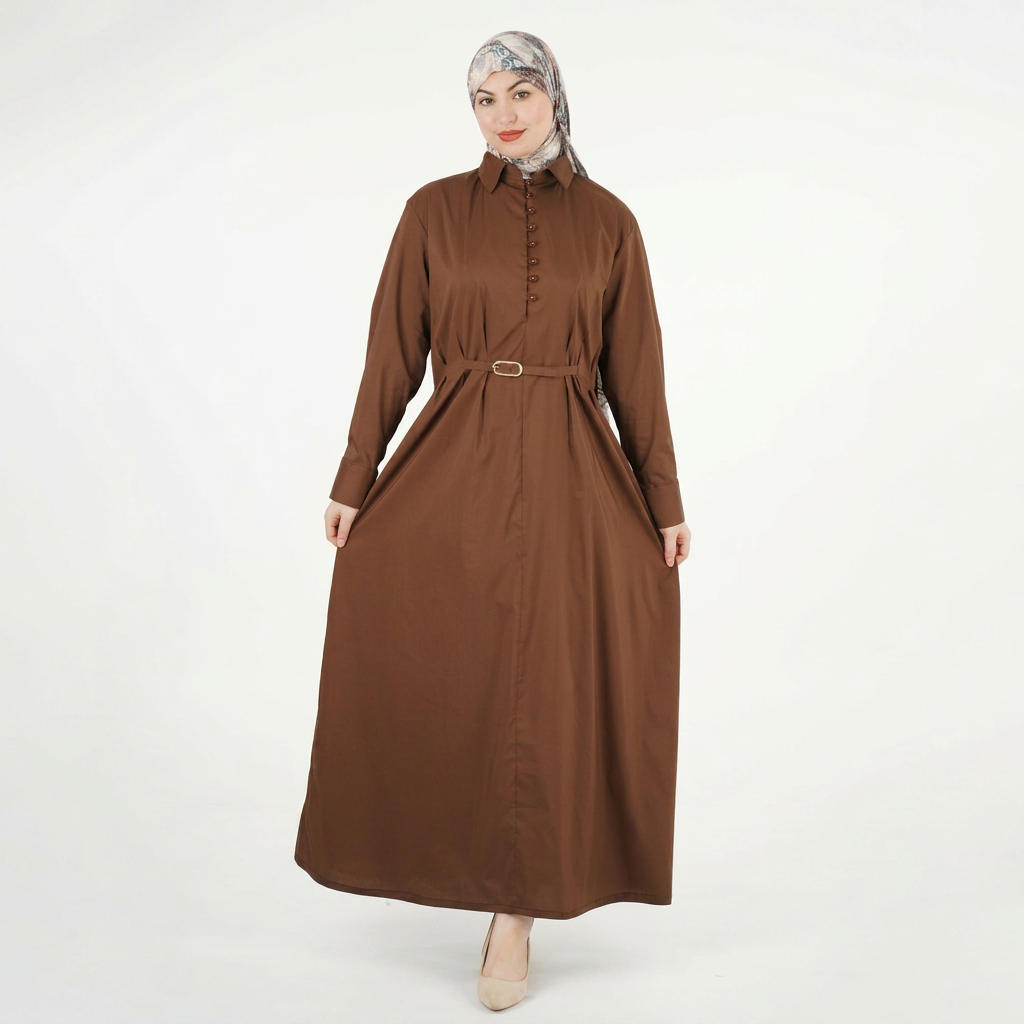 Robe Leila — Boutons Assortis & Ceinture Dorée